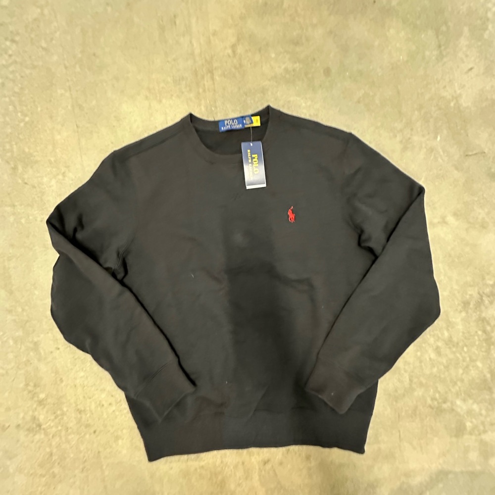 Polo by Ralph Lauren Black Crewneck Sweater Size Medium Classic Knit NWT